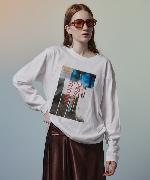MAISON SPECIAL(メゾンスペシャル)の「Blurred Emotion Logo Print Long Sleeve T-Shirt/BlurredEmotionロゴプリントロンTEE(Tシャツ/カットソー・レディース・ホワイト/チャコールグレー/カーキ・FREE)」の7枚目の写真