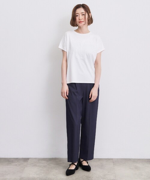 grove(グローブ)の「【持続冷感/SET UP可】ひんやりポンチシリーズ/フロントレースドルマンカットソー(Tシャツ/カットソー・レディース・ブラック/オフホワイト/パープル系4/ブラウン系その他・03/02/04/05)」の6枚目の写真