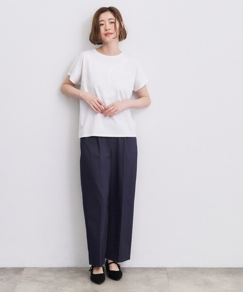 grove(グローブ)の「【持続冷感/SET UP可】ひんやりポンチシリーズ/フロントレースドルマンカットソー(Tシャツ/カットソー・レディース・ブラック/オフホワイト/パープル系4/ブラウン系その他・03/02/04/05)」の7枚目の写真