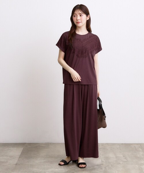 grove(グローブ)の「【持続冷感/SET UP可】ひんやりポンチシリーズ/フロントレースドルマンカットソー(Tシャツ/カットソー・レディース・ブラック/オフホワイト/パープル系4/ブラウン系その他・03/02/04/05)」の15枚目の写真