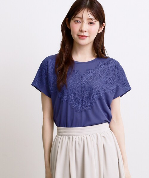 grove(グローブ)の「【持続冷感/SET UP可】ひんやりポンチシリーズ/フロントレースドルマンカットソー(Tシャツ/カットソー・レディース・ブラック/オフホワイト/パープル系4/ブラウン系その他・03/02/04/05)」の18枚目の写真