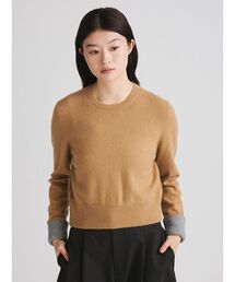 【洗える】バイカラーカシミアコンパクトニット