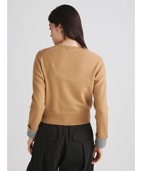 MIESROHE（ミースロエ）の「【洗える】バイカラーカシミアコンパクトニット（ニット/セーター・レディース・イエロー/キャメル/グレー・F）」の6枚目の写真
