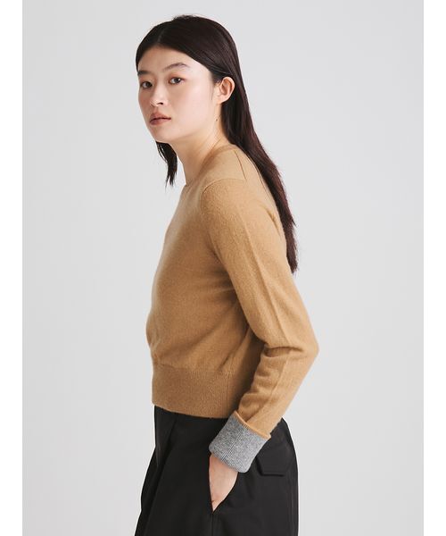 MIESROHE（ミースロエ）の「【洗える】バイカラーカシミアコンパクトニット（ニット/セーター・レディース・イエロー/キャメル/グレー・F）」の7枚目の写真