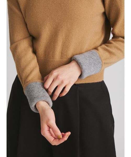 MIESROHE（ミースロエ）の「【洗える】バイカラーカシミアコンパクトニット（ニット/セーター・レディース・イエロー/キャメル/グレー・F）」の10枚目の写真