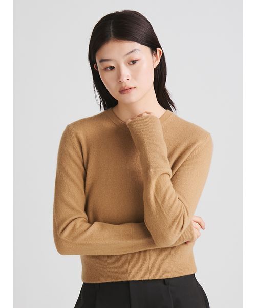 MIESROHE（ミースロエ）の「【洗える】バイカラーカシミアコンパクトニット（ニット/セーター・レディース・イエロー/キャメル/グレー・F）」の13枚目の写真