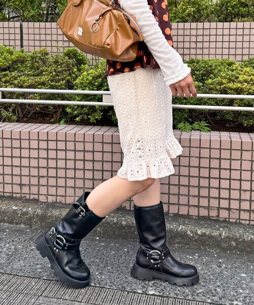 CIAOPANIC(チャオパニック)の「(2サイズ展開)ストレッチレースカプリパンツ/バイカー(その他パンツ・レディース・ミント/オフホワイト/ブラック・0/1)」の5枚目の写真