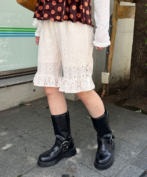 CIAOPANIC(チャオパニック)の「(2サイズ展開)ストレッチレースカプリパンツ/バイカー(その他パンツ・レディース・ミント/オフホワイト/ブラック・0/1)」の7枚目の写真