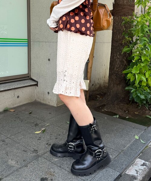CIAOPANIC(チャオパニック)の「(2サイズ展開)ストレッチレースカプリパンツ/バイカー(その他パンツ・レディース・ミント/オフホワイト/ブラック・0/1)」の8枚目の写真