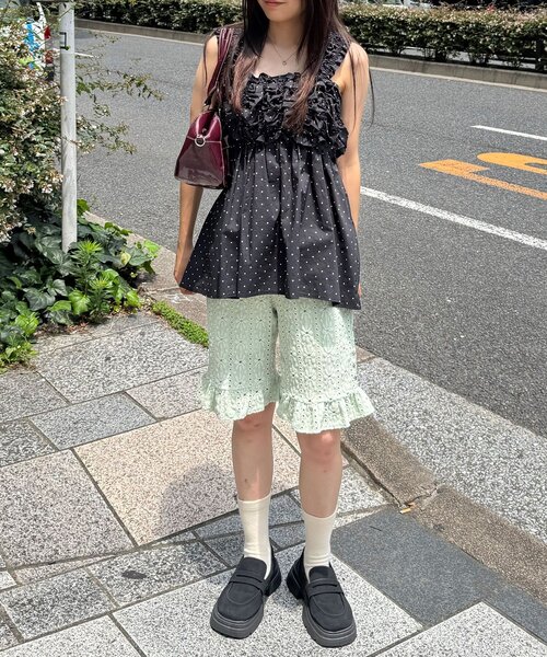 CIAOPANIC(チャオパニック)の「(2サイズ展開)ストレッチレースカプリパンツ/バイカー(その他パンツ・レディース・ミント/オフホワイト/ブラック・0/1)」の19枚目の写真