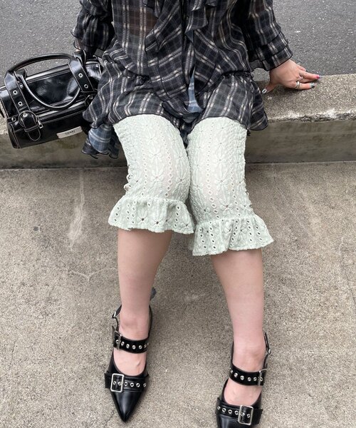CIAOPANIC(チャオパニック)の「(2サイズ展開)ストレッチレースカプリパンツ/バイカー(その他パンツ・レディース・ミント/オフホワイト/ブラック・0/1)」の22枚目の写真