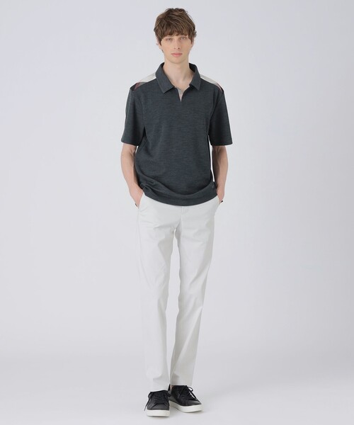 BLACK LABEL CRESTBRIDGE(ブラックレーベル・クレストブリッジ)の「ショルダーチェックスキッパーポロシャツ(ポロシャツ・メンズ・オフホワイト/チャコールグレー/グリーン系その他・XL/L/M)」の4枚目の写真