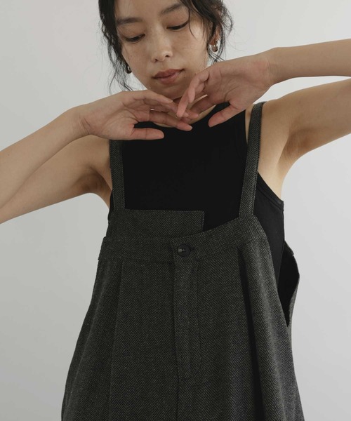hellam(へラム)の「ヘリンボーンアシメデザインサロペット(サロペット/オーバーオール・レディース・ダークブラウン/ベージュ/ブラウン/ブラック・FREE)」の12枚目の写真