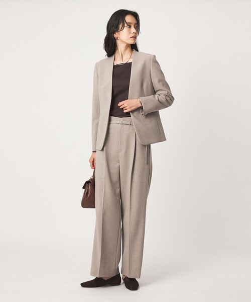 green label relaxing（グリーンレーベルリラクシング）の「［size SHORT/TALLあり］ライト ダブルクロス ノーラペル ジャケット（ノーカラージャケット・レディース・グレー/ネイビー/ブラック/ベージュ・SHORT/34/36/38/40/42/44/46/TALL）」の7枚目の写真