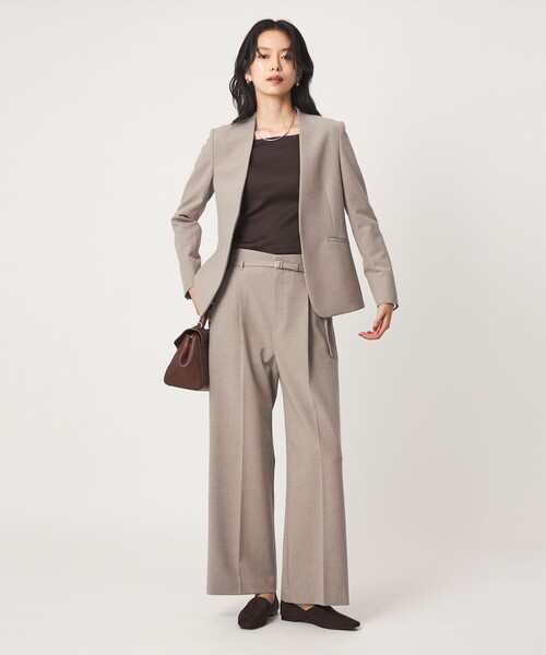 green label relaxing（グリーンレーベルリラクシング）の「［size SHORT/TALLあり］ライト ダブルクロス ノーラペル ジャケット（ノーカラージャケット・レディース・グレー/ネイビー/ブラック/ベージュ・SHORT/34/36/38/40/42/44/46/TALL）」の8枚目の写真