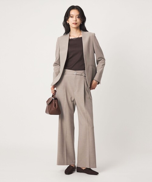 green label relaxing（グリーンレーベルリラクシング）の「［size SHORT/TALLあり］ライト ダブルクロス ノーラペル ジャケット（ノーカラージャケット・レディース・グレー/ネイビー/ブラック/ベージュ・SHORT/34/36/38/40/42/44/46/TALL）」の9枚目の写真