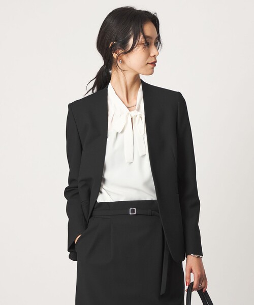 green label relaxing（グリーンレーベルリラクシング）の「［size SHORT/TALLあり］ライト ダブルクロス ノーラペル ジャケット（ノーカラージャケット・レディース・グレー/ネイビー/ブラック/ベージュ・SHORT/34/36/38/40/42/44/46/TALL）」の10枚目の写真