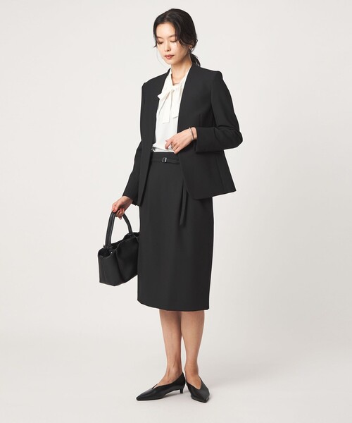 green label relaxing（グリーンレーベルリラクシング）の「［size SHORT/TALLあり］ライト ダブルクロス ノーラペル ジャケット（ノーカラージャケット・レディース・グレー/ネイビー/ブラック/ベージュ・SHORT/34/36/38/40/42/44/46/TALL）」の12枚目の写真