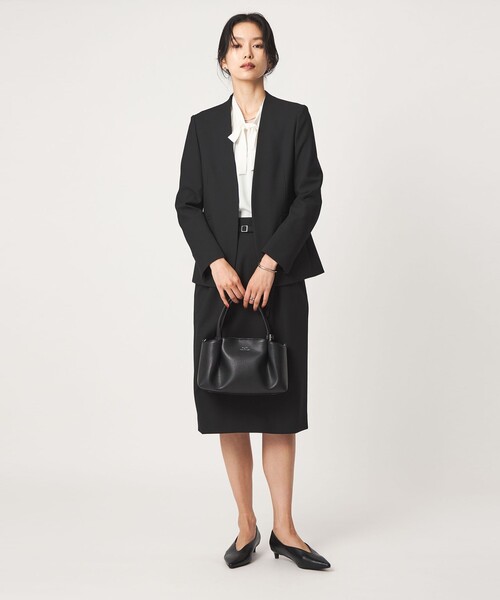 green label relaxing（グリーンレーベルリラクシング）の「［size SHORT/TALLあり］ライト ダブルクロス ノーラペル ジャケット（ノーカラージャケット・レディース・グレー/ネイビー/ブラック/ベージュ・SHORT/34/36/38/40/42/44/46/TALL）」の13枚目の写真