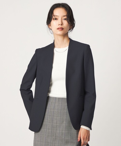 green label relaxing（グリーンレーベルリラクシング）の「［size SHORT/TALLあり］ライト ダブルクロス ノーラペル ジャケット（ノーカラージャケット・レディース・グレー/ネイビー/ブラック/ベージュ・SHORT/34/36/38/40/42/44/46/TALL）」の18枚目の写真