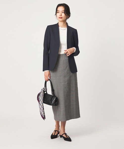 green label relaxing（グリーンレーベルリラクシング）の「［size SHORT/TALLあり］ライト ダブルクロス ノーラペル ジャケット（ノーカラージャケット・レディース・グレー/ネイビー/ブラック/ベージュ・SHORT/34/36/38/40/42/44/46/TALL）」の19枚目の写真