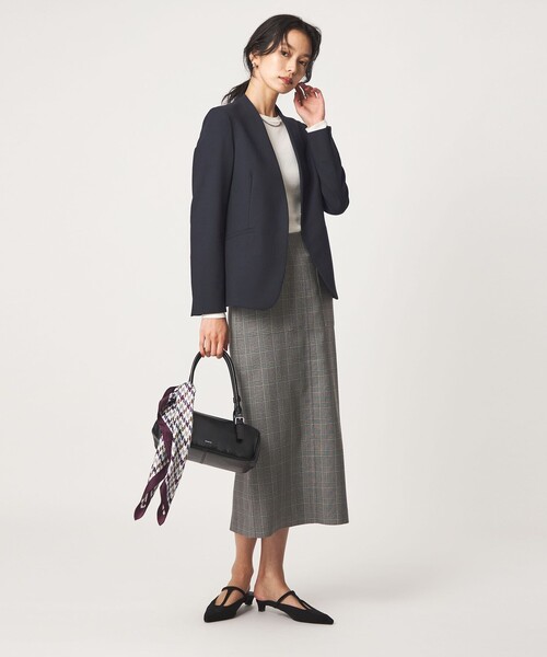 green label relaxing（グリーンレーベルリラクシング）の「［size SHORT/TALLあり］ライト ダブルクロス ノーラペル ジャケット（ノーカラージャケット・レディース・グレー/ネイビー/ブラック/ベージュ・SHORT/34/36/38/40/42/44/46/TALL）」の20枚目の写真