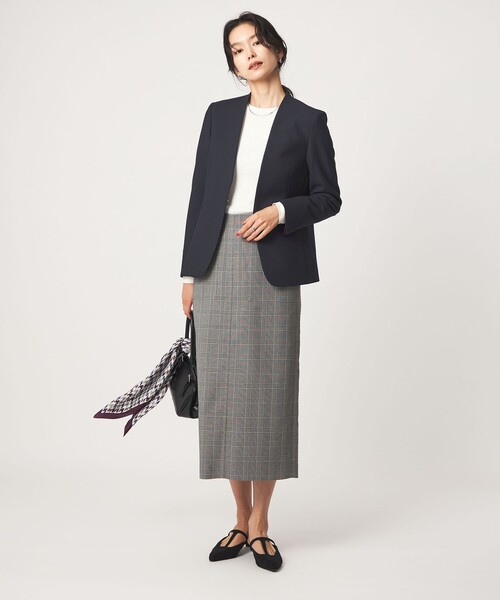 green label relaxing（グリーンレーベルリラクシング）の「［size SHORT/TALLあり］ライト ダブルクロス ノーラペル ジャケット（ノーカラージャケット・レディース・グレー/ネイビー/ブラック/ベージュ・SHORT/34/36/38/40/42/44/46/TALL）」の21枚目の写真