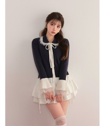 M me eme（エムミーエメ）の「Noble boxy lace collar tops(eme11110)（ニット/セーター）」