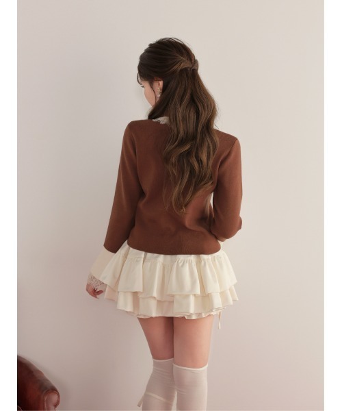 M me eme(エムミーエメ)の「Noble boxy lace collar tops(eme11110)(ニット/セーター・レディース・アイボリー/ネイビー/ブラウン/ピンク・FREE)」の11枚目の写真