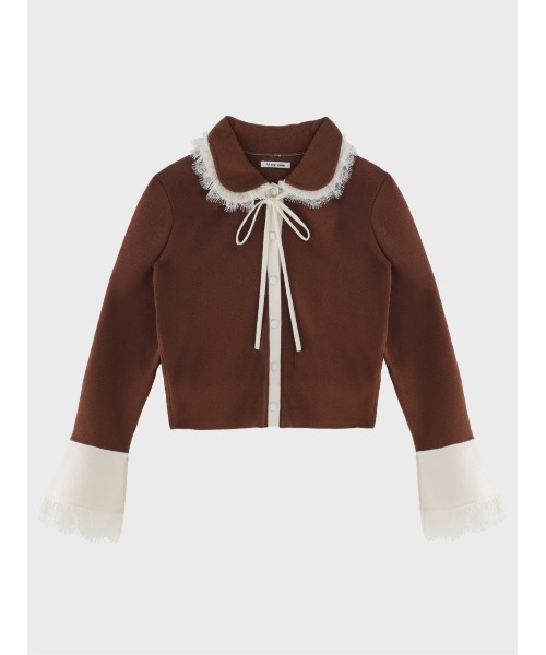 M me eme(エムミーエメ)の「Noble boxy lace collar tops(eme11110)(ニット/セーター・レディース・アイボリー/ネイビー/ブラウン/ピンク・FREE)」の5枚目の写真