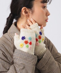 BEAMS BOY | 手編み フラワー 刺繍 グローブ(手袋)