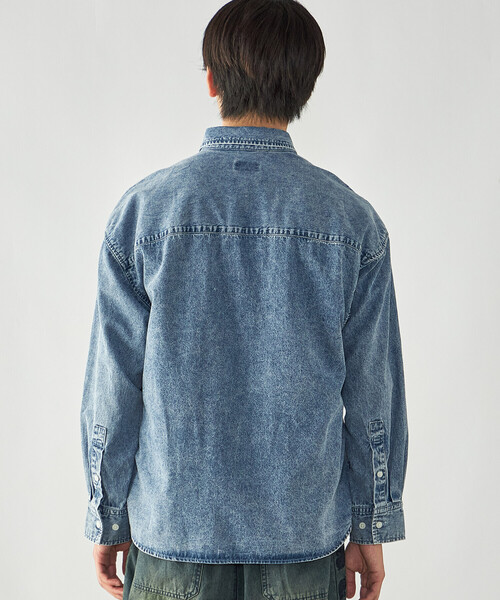 Purple&Yellow(パープルアンドイエロー)の「ハートロゴ刺繍 デニムシャツ(シャツ/ブラウス・メンズ・ケミカルウォッシュ・M/S/L)」の15枚目の写真