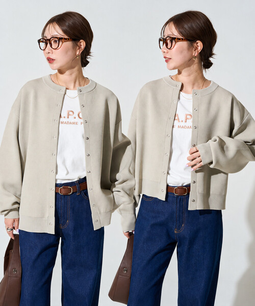 FREAK'S STORE(フリークスストア)の「\累計26,200枚突破/限定展開 <選べる着丈>スナップボタン ニット カーディガン(カーディガン/ボレロ・レディース・ブラック/ベージュ/ネイビー/ブラウン/グレー/レッド/ピンク/グリーン・SMALL/MEDIUM)」の1枚目の写真