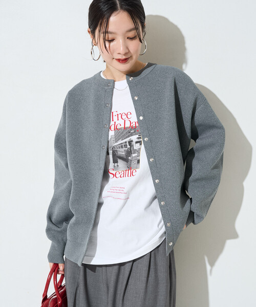 FREAK'S STORE(フリークスストア)の「\累計26,200枚突破/限定展開 <選べる着丈>スナップボタン ニット カーディガン(カーディガン/ボレロ・レディース・ブラック/ベージュ/ネイビー/ブラウン/グレー/レッド/ピンク/グリーン・SMALL/MEDIUM)」の3枚目の写真