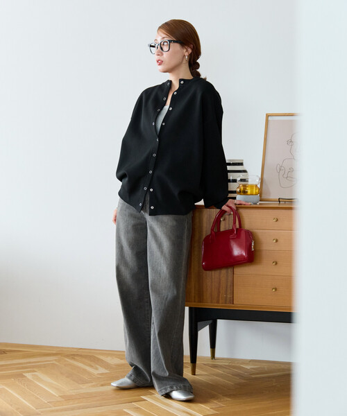 FREAK'S STORE(フリークスストア)の「\累計26,200枚突破/限定展開 <選べる着丈>スナップボタン ニット カーディガン(カーディガン/ボレロ・レディース・ブラック/ベージュ/ネイビー/ブラウン/グレー/レッド/ピンク/グリーン・SMALL/MEDIUM)」の19枚目の写真