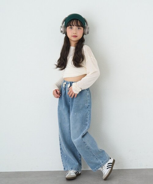 CIAOPANIC TYPY(チャオパニックティピー)の「【KIDS】きらきらビジューワイドデニム(デニムパンツ・キッズ・サックスブルー・SMALL/X-LARGE/XX-LARGE/LARGE/MEDIUM)」の6枚目の写真