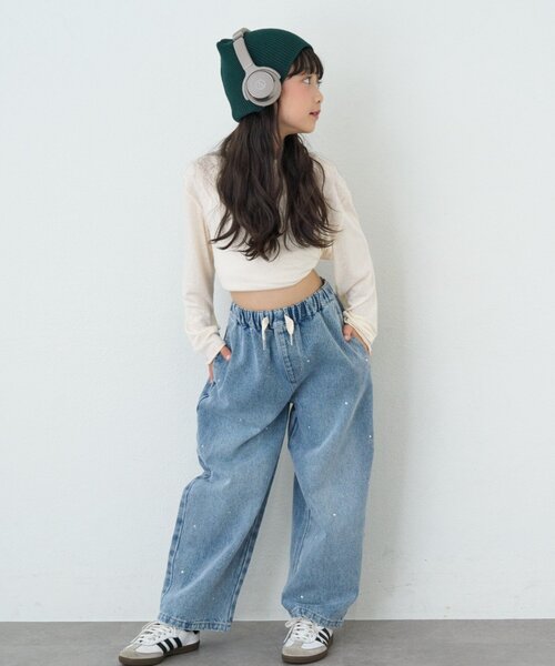 CIAOPANIC TYPY(チャオパニックティピー)の「【KIDS】きらきらビジューワイドデニム(デニムパンツ・キッズ・サックスブルー・SMALL/X-LARGE/XX-LARGE/LARGE/MEDIUM)」の7枚目の写真