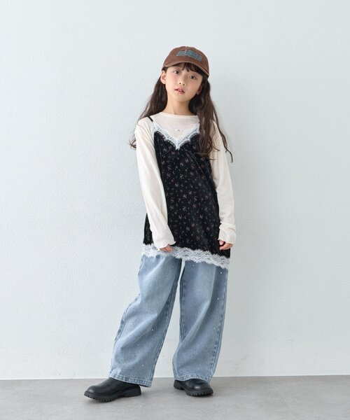 CIAOPANIC TYPY(チャオパニックティピー)の「【KIDS】きらきらビジューワイドデニム(デニムパンツ・キッズ・サックスブルー・SMALL/X-LARGE/XX-LARGE/LARGE/MEDIUM)」の8枚目の写真