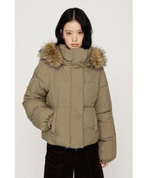 【AW PRE ORDER 第2弾】FUR HOODIE PUFFER SHAPED JK ファーフーディーパファーシェープドジャケット 秋服 冬服 ファー/フード取り外し可能◎ スタンドネック ハイネック