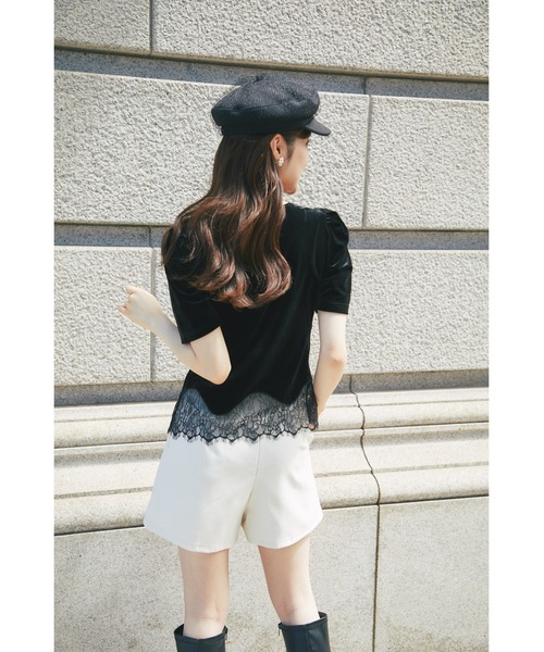 tocco closet（トッコ　クローゼット）の「裾レーストリムストレッチマットベロアプルオーバー（その他トップス・レディース・ブラック/ライトベージュ・M）」の12枚目の写真