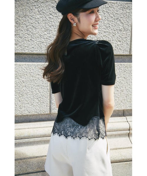 tocco closet（トッコ　クローゼット）の「裾レーストリムストレッチマットベロアプルオーバー（その他トップス・レディース・ブラック/ライトベージュ・M）」の13枚目の写真