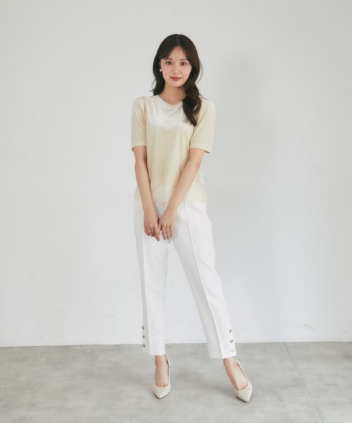 tocco closet（トッコ　クローゼット）の「裾レーストリムストレッチマットベロアプルオーバー（その他トップス・レディース・ブラック/ライトベージュ・M）」の15枚目の写真