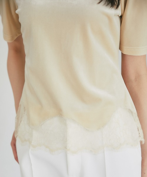 tocco closet（トッコ　クローゼット）の「裾レーストリムストレッチマットベロアプルオーバー（その他トップス・レディース・ブラック/ライトベージュ・M）」の22枚目の写真