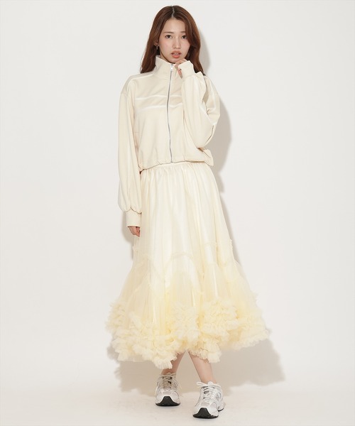 AND COUTURE(アンドクチュール)の「クロップドトラックジャケット(その他アウター・レディース・オフホワイト/ネイビー/イエロー・FREE)」の16枚目の写真