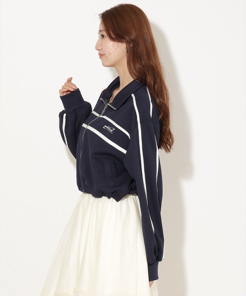 AND COUTURE(アンドクチュール)の「クロップドトラックジャケット(その他アウター・レディース・オフホワイト/ネイビー/イエロー・FREE)」の11枚目の写真