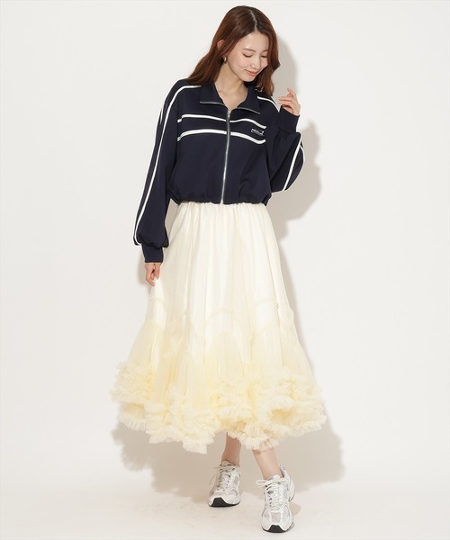 AND COUTURE(アンドクチュール)の「クロップドトラックジャケット(その他アウター・レディース・オフホワイト/ネイビー/イエロー・FREE)」の10枚目の写真