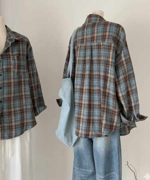 witch（ウイッチ）の「オンブレチェック柄シアーシャツ（オーバーサイズシャツ）（シャツ/ブラウス・レディース・ブラウン・FREE）」の11枚目の写真