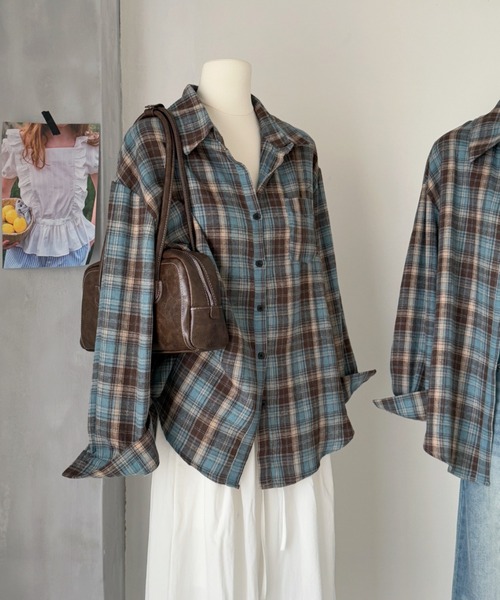 witch（ウイッチ）の「オンブレチェック柄シアーシャツ（オーバーサイズシャツ）（シャツ/ブラウス・レディース・ブラウン・FREE）」の15枚目の写真