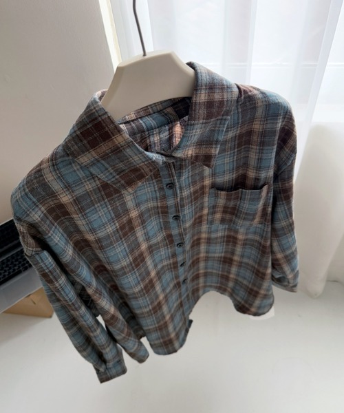 witch（ウイッチ）の「オンブレチェック柄シアーシャツ（オーバーサイズシャツ）（シャツ/ブラウス・レディース・ブラウン・FREE）」の3枚目の写真