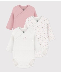 PETIT BATEAU | プリント長袖あわせボディ3枚組(肌着)